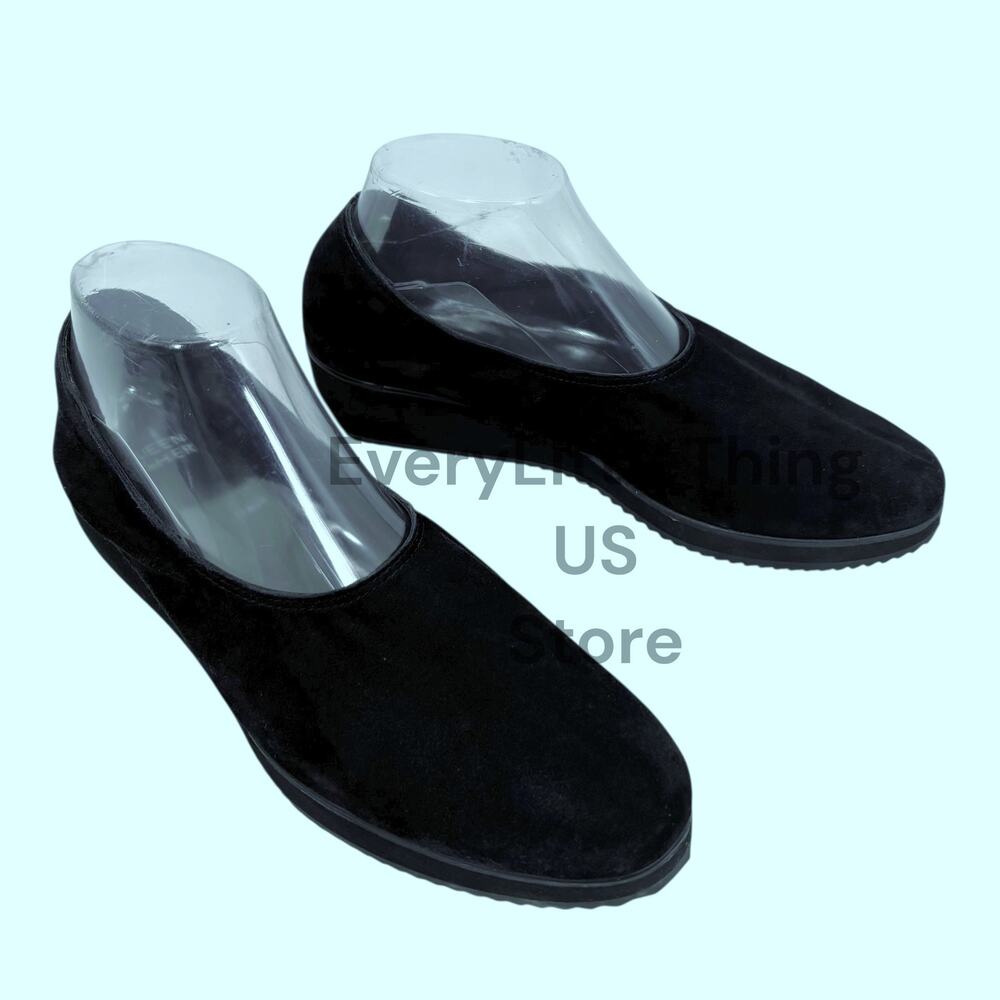 Eileen Fisher Wedge Ballet Flat Slip On Shoes 10 Blk Suede Minimalist‎ Lagenlook